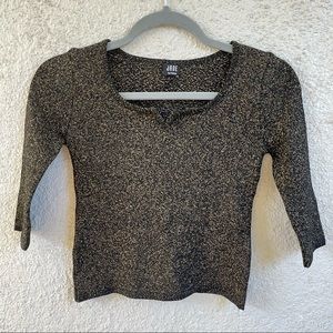 Black & Gold Knit Lurex Cropped Top